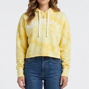 Municipal M.OG Yellow Tie Dye Cropped Hoodie Sport Utility Gear Small